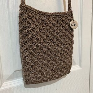 The Sak Taupe Crochet Shoulder Bag